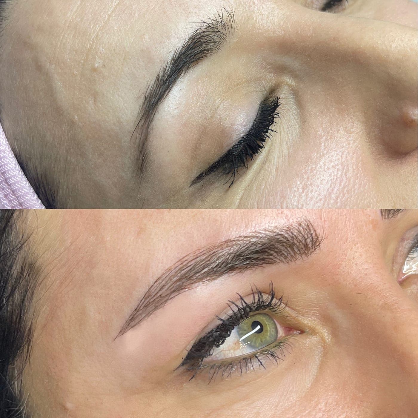 Microblading Vorher Nachher Frankfurt – präzise Härchenzeichnung bei Nue Beauty